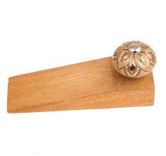 2 Pieces Golden Flower Ceramic Wooden Door Stopper